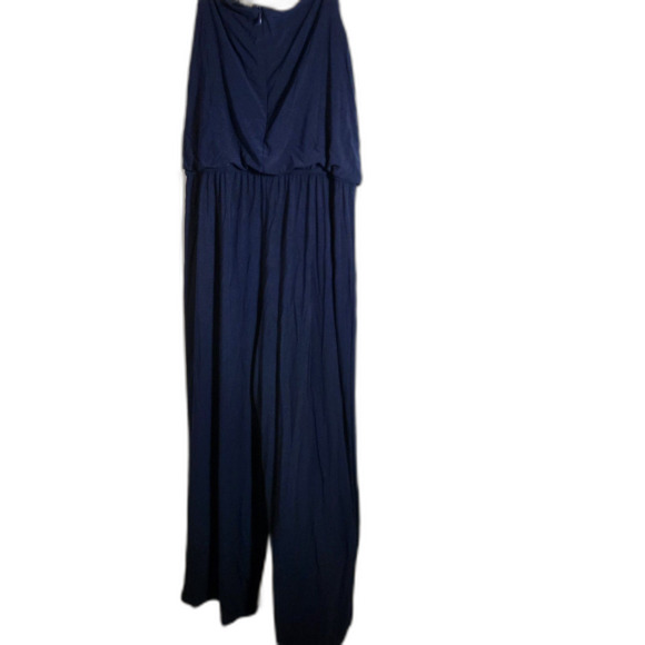 Emma & Michele Jumpsuit Blue Metal Gold Detail Wide Leg Sleeveless - Picture 3 of 5